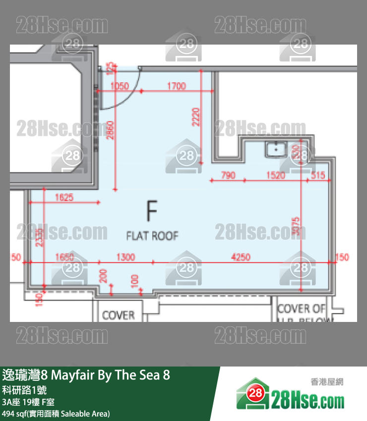 逸瓏灣8 3A座 19樓 F室 平面圖