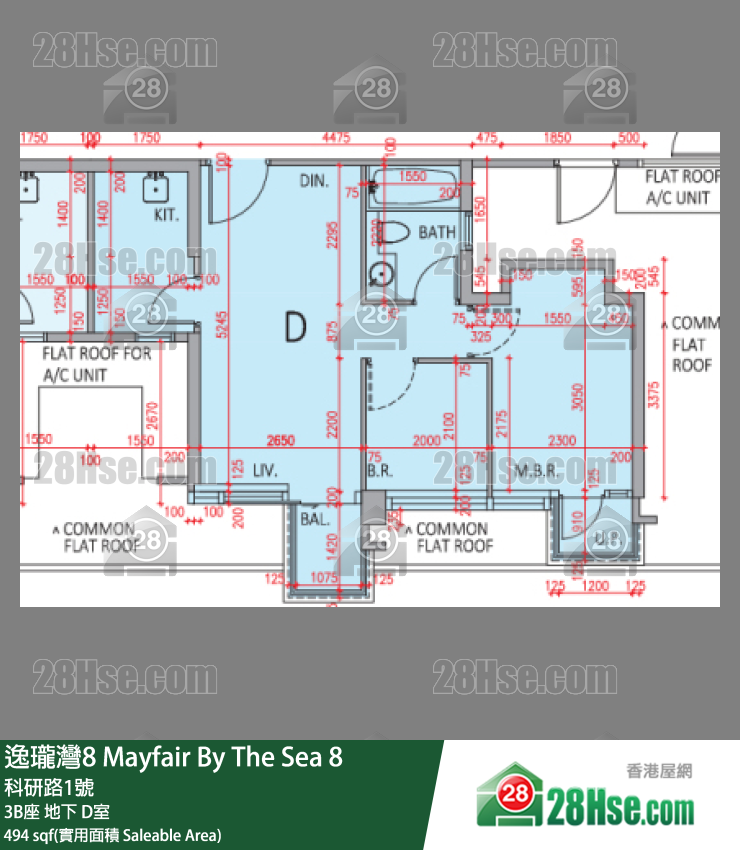 逸瓏灣8 3B座 D室 平面圖