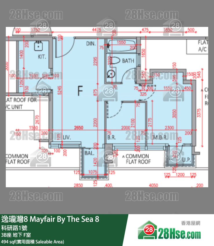 逸瓏灣8 3B座 F室 平面圖