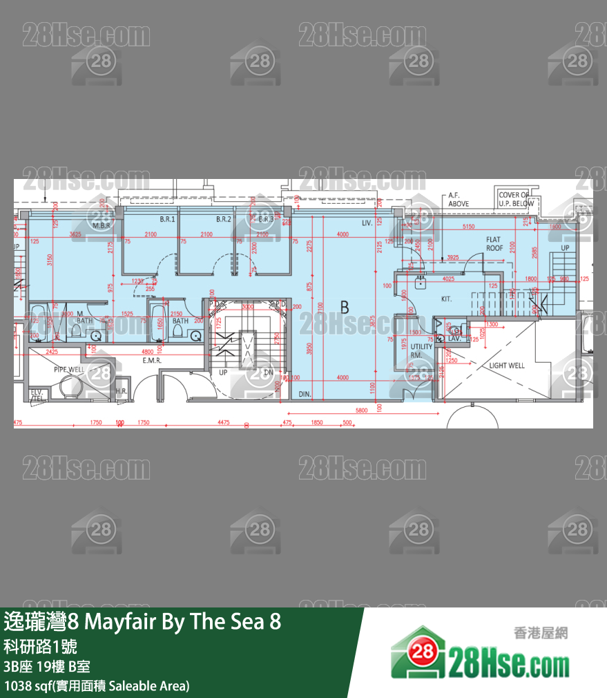 逸瓏灣8 3B座 19樓 B室 平面圖