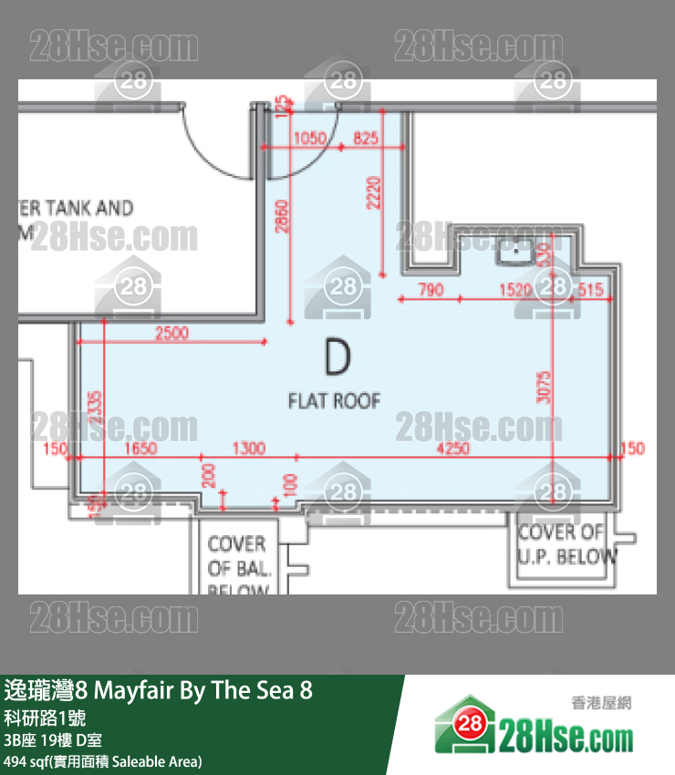 逸瓏灣8 3B座 19樓 D室 平面圖