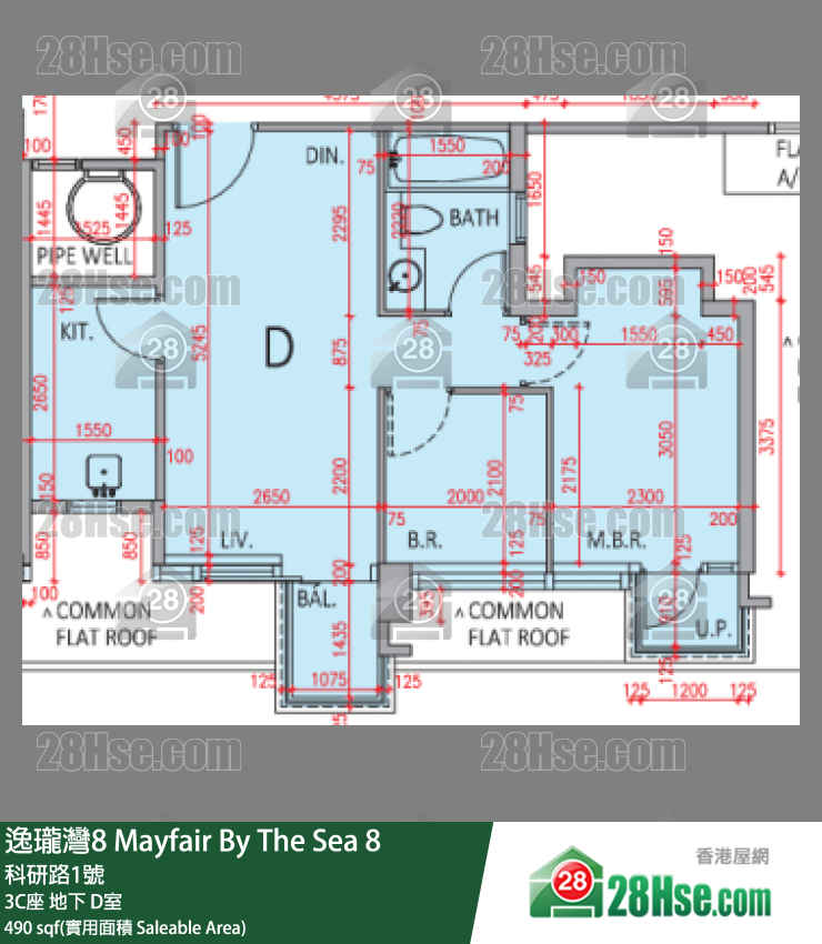 逸瓏灣8 3C座 D室 平面圖