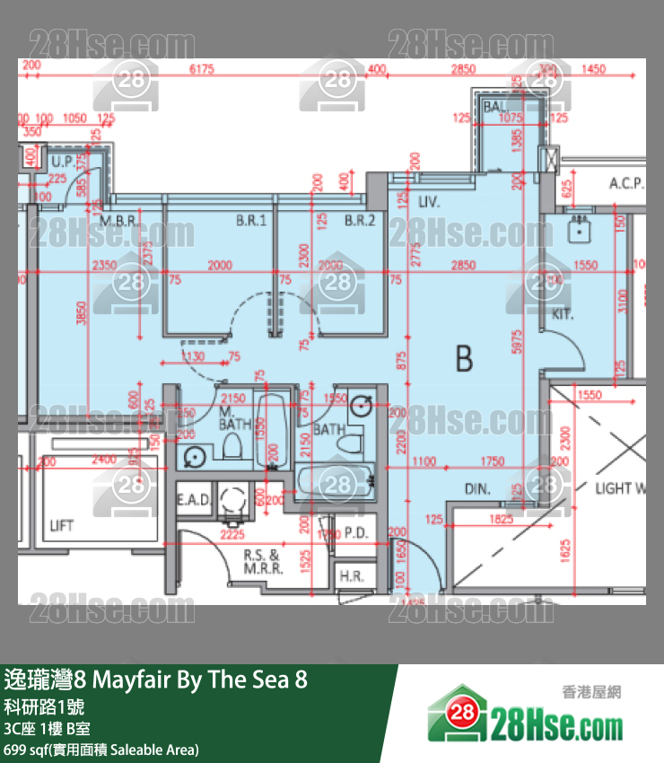 逸瓏灣8 3C座 1樓 B室 平面圖