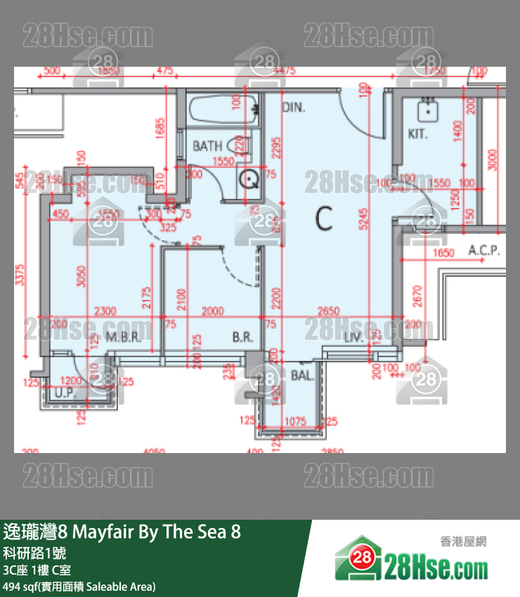 逸瓏灣8 3C座 1樓 C室 平面圖