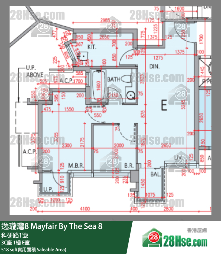逸瓏灣8 3C座 1樓 E室 平面圖