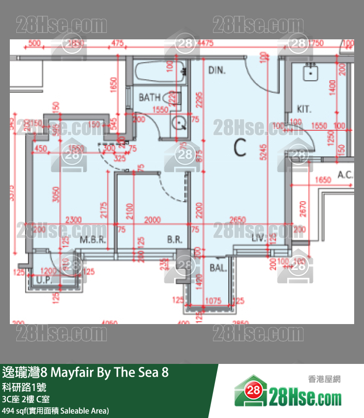 逸瓏灣8 3C座 2樓 C室 平面圖