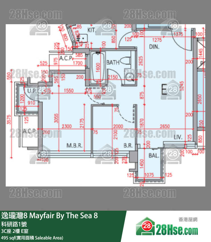 逸珑湾8 3C座 2楼 E室 平面图