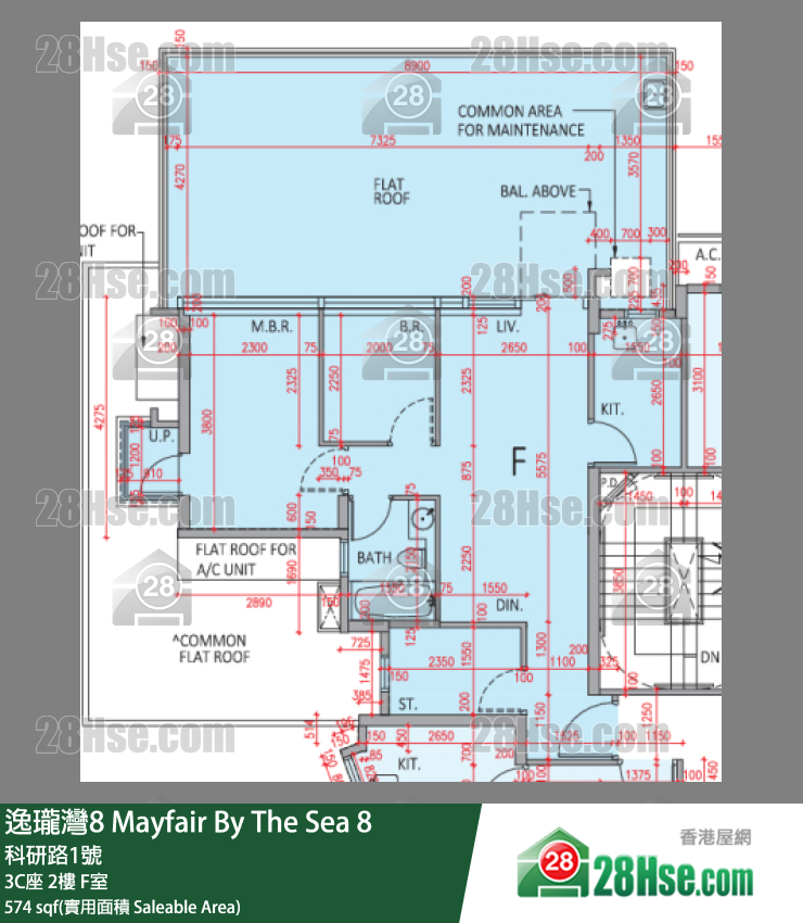 逸瓏灣8 3C座 2樓 F室 平面圖