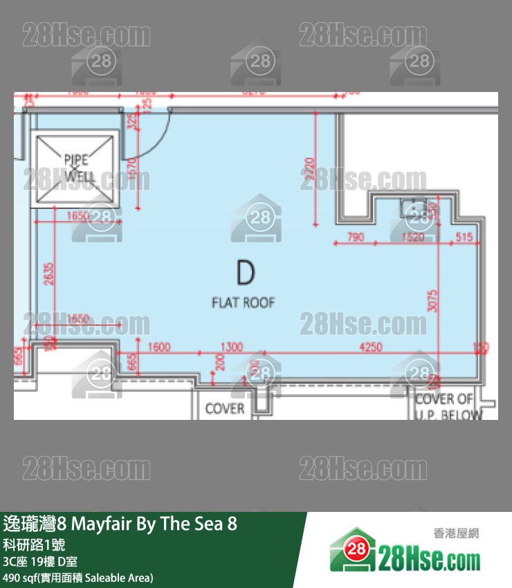 逸瓏灣8 3C座 19樓 D室 平面圖
