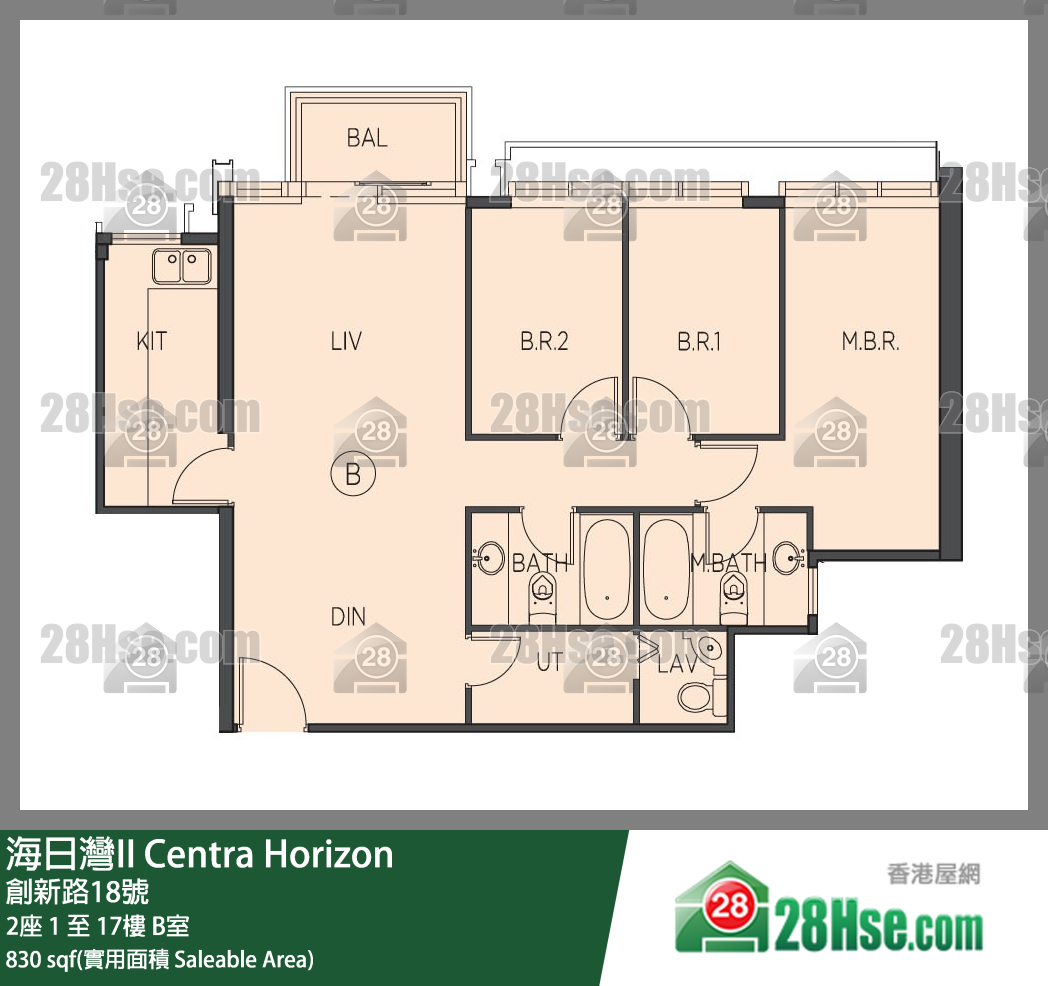 海日灣 II 2座 10樓 B室 平面圖