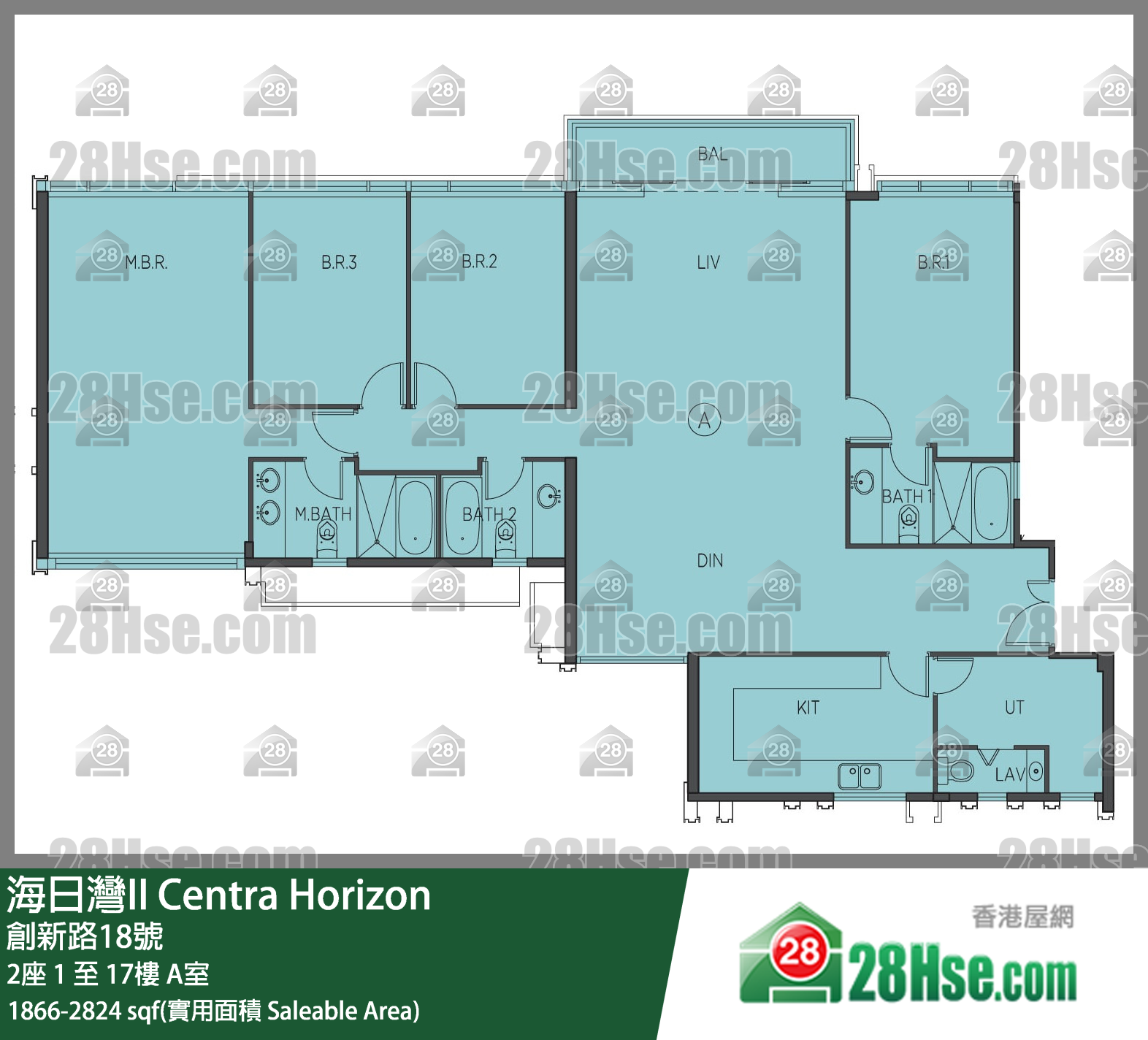 海日灣 II 2座3樓 A室 平面圖