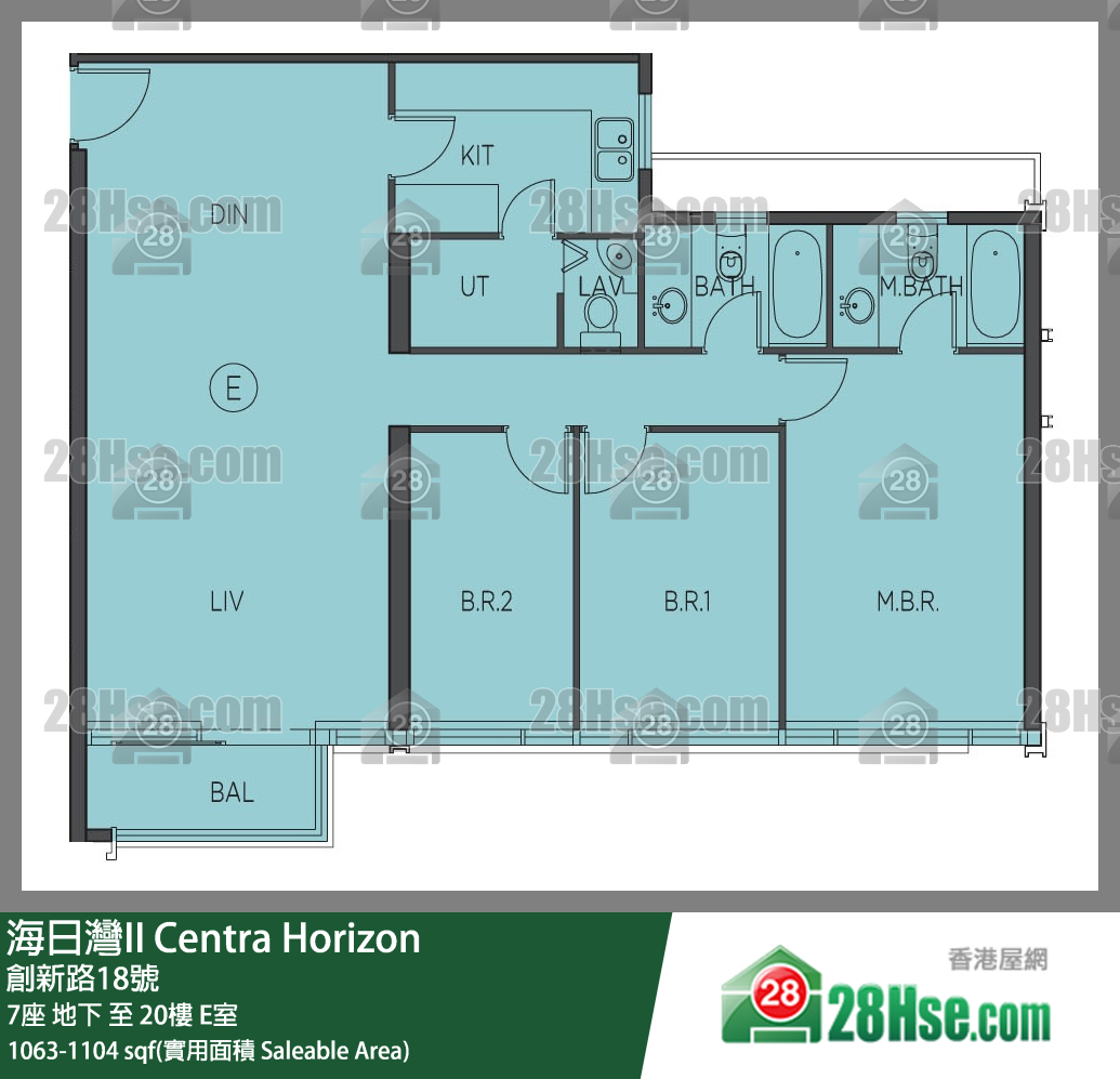 海日灣 II 7座 3樓 E室 平面圖