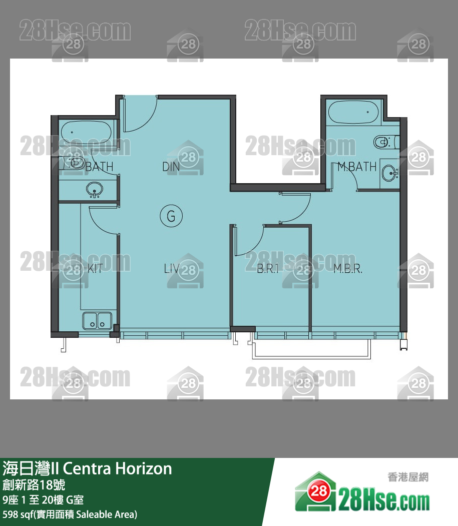 海日灣 II 9座 18樓 G室 平面圖