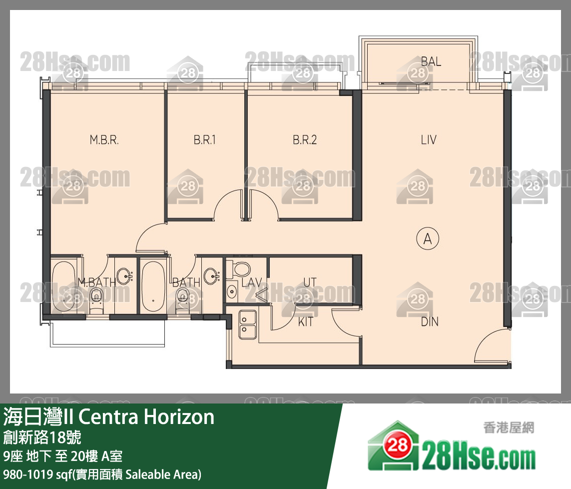 海日灣 II 9座 18樓 A室 平面圖