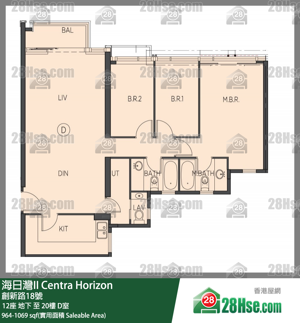 海日灣 II 12座18樓 D室 平面圖