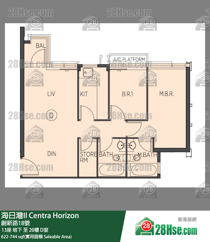 海日灣 II 13座 18樓 D室 平面圖