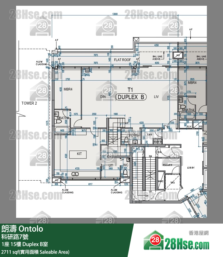 朗濤 1座 15樓 B室 平面圖