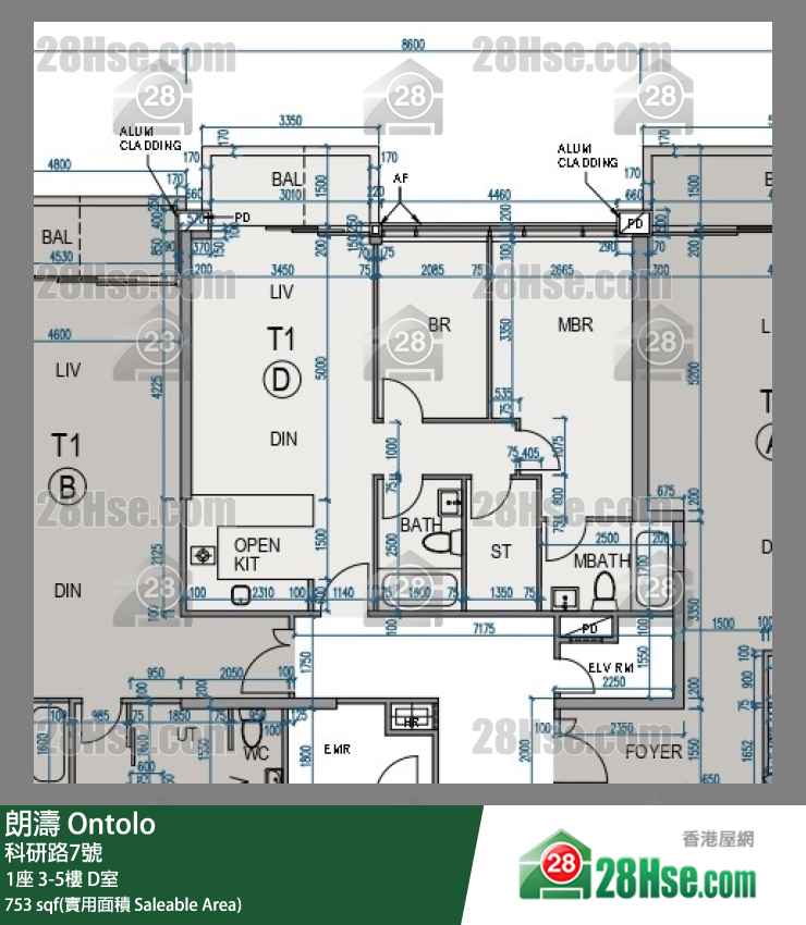 朗濤 1座 3樓 D室 平面圖