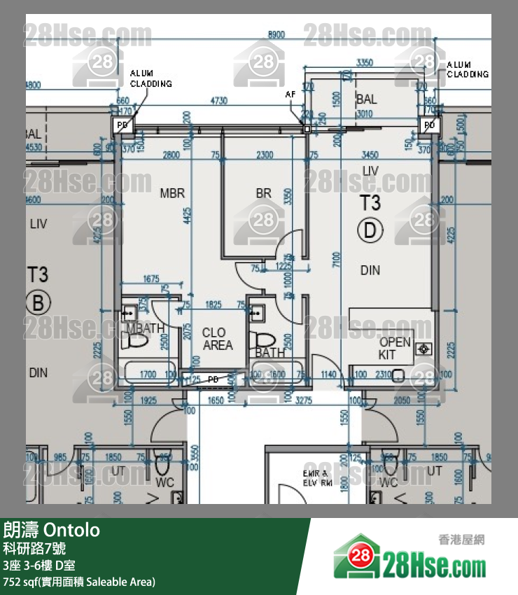 朗濤 3座 3樓 D室 平面圖