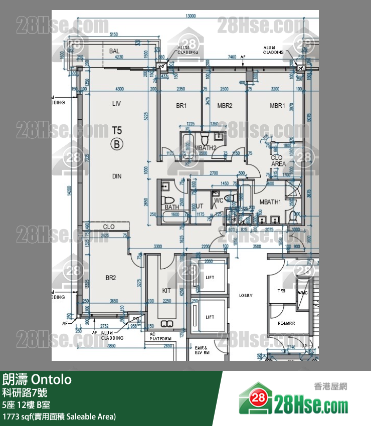 朗濤 5座 12樓 B室 平面圖