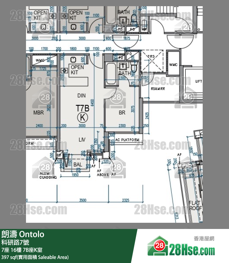 朗濤 7B座 16樓 K室 平面圖