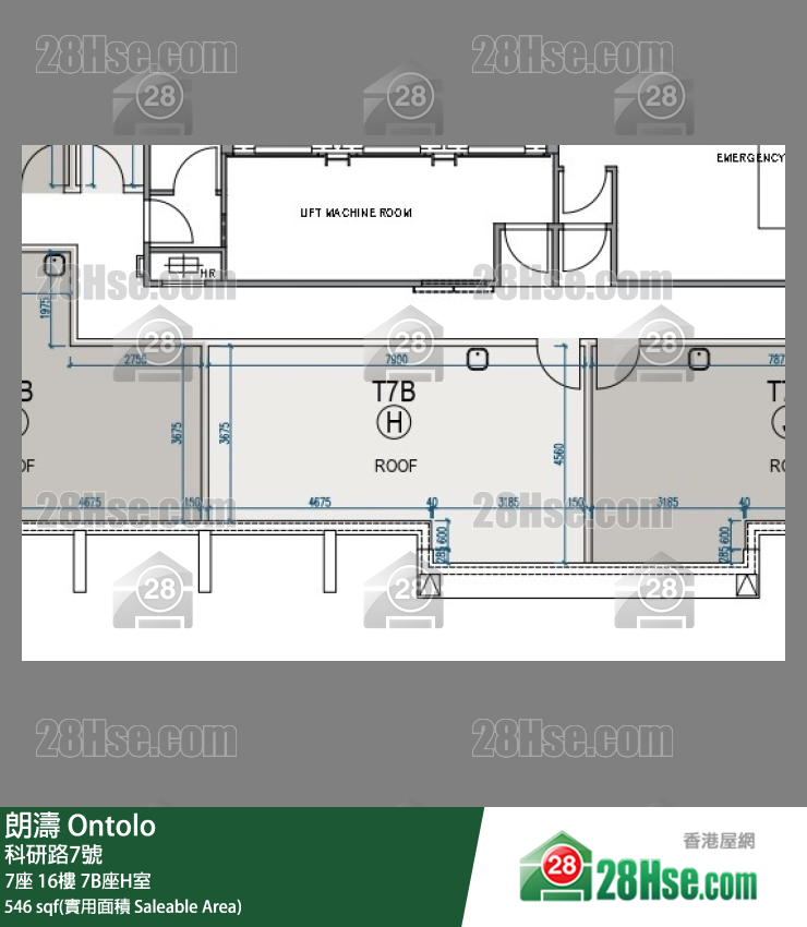 朗濤 7B座16樓 H室 平面圖