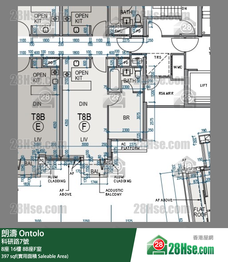 朗濤 8B座 16樓 F室 平面圖