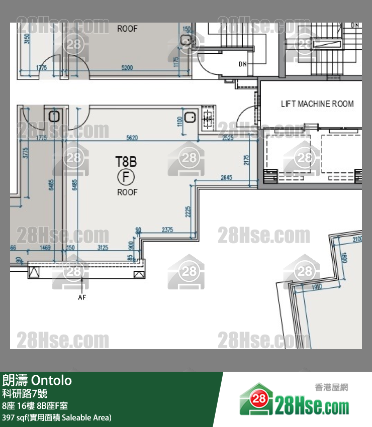 朗濤 8B座 16樓 F室 平面圖