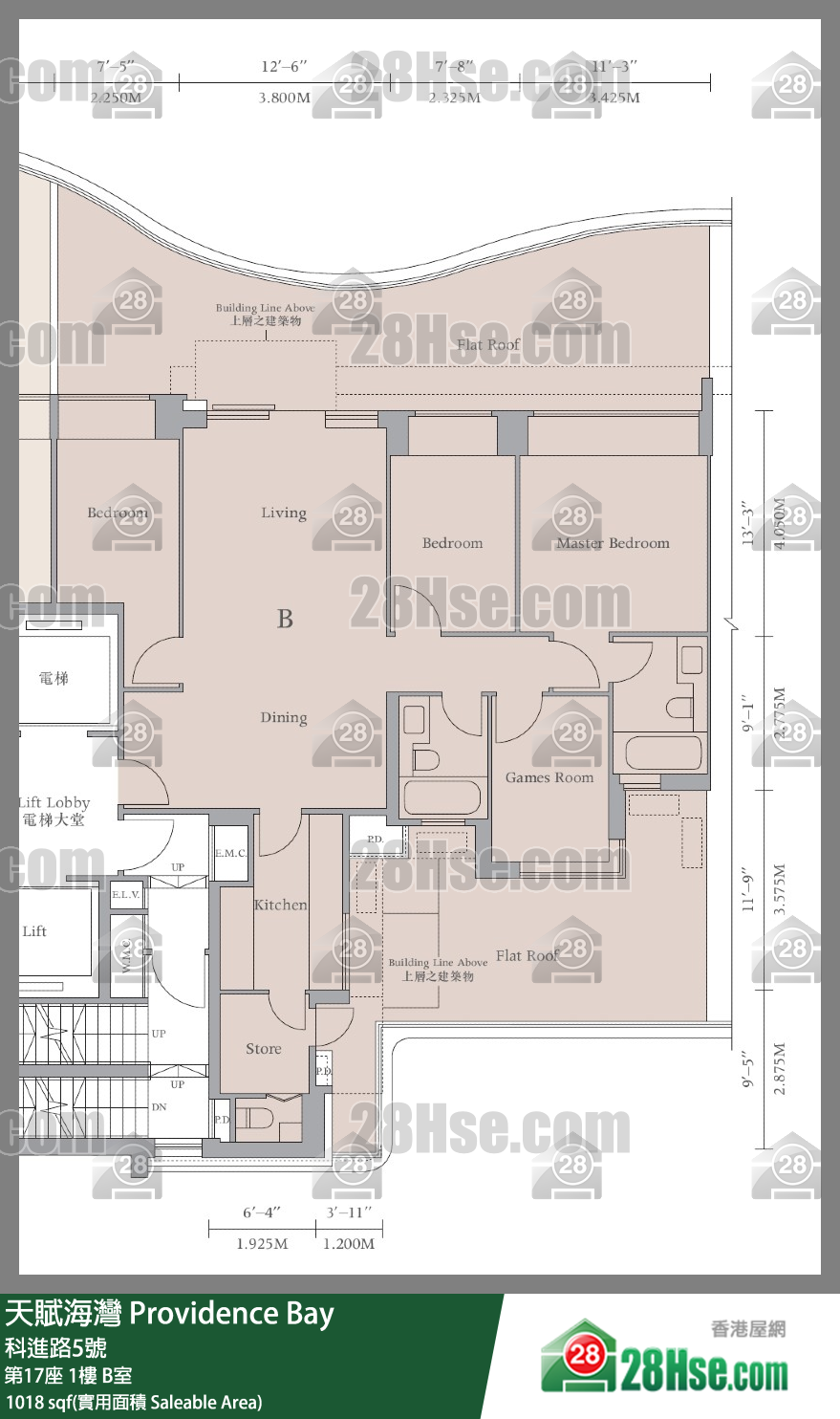 天賦海灣 大廈第17座1樓 B室 平面圖