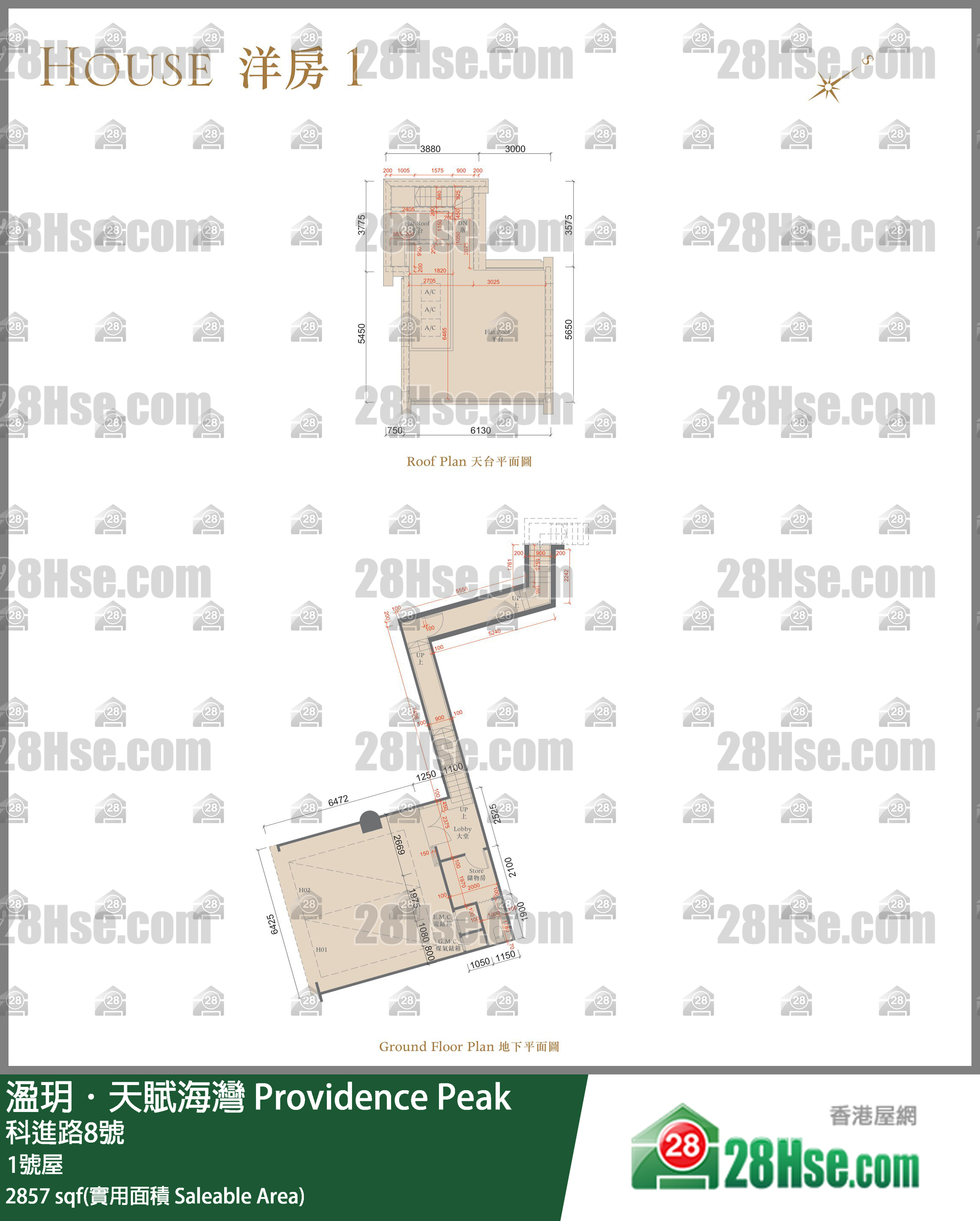 溋玥天賦海灣 獨立屋1號屋 平面圖