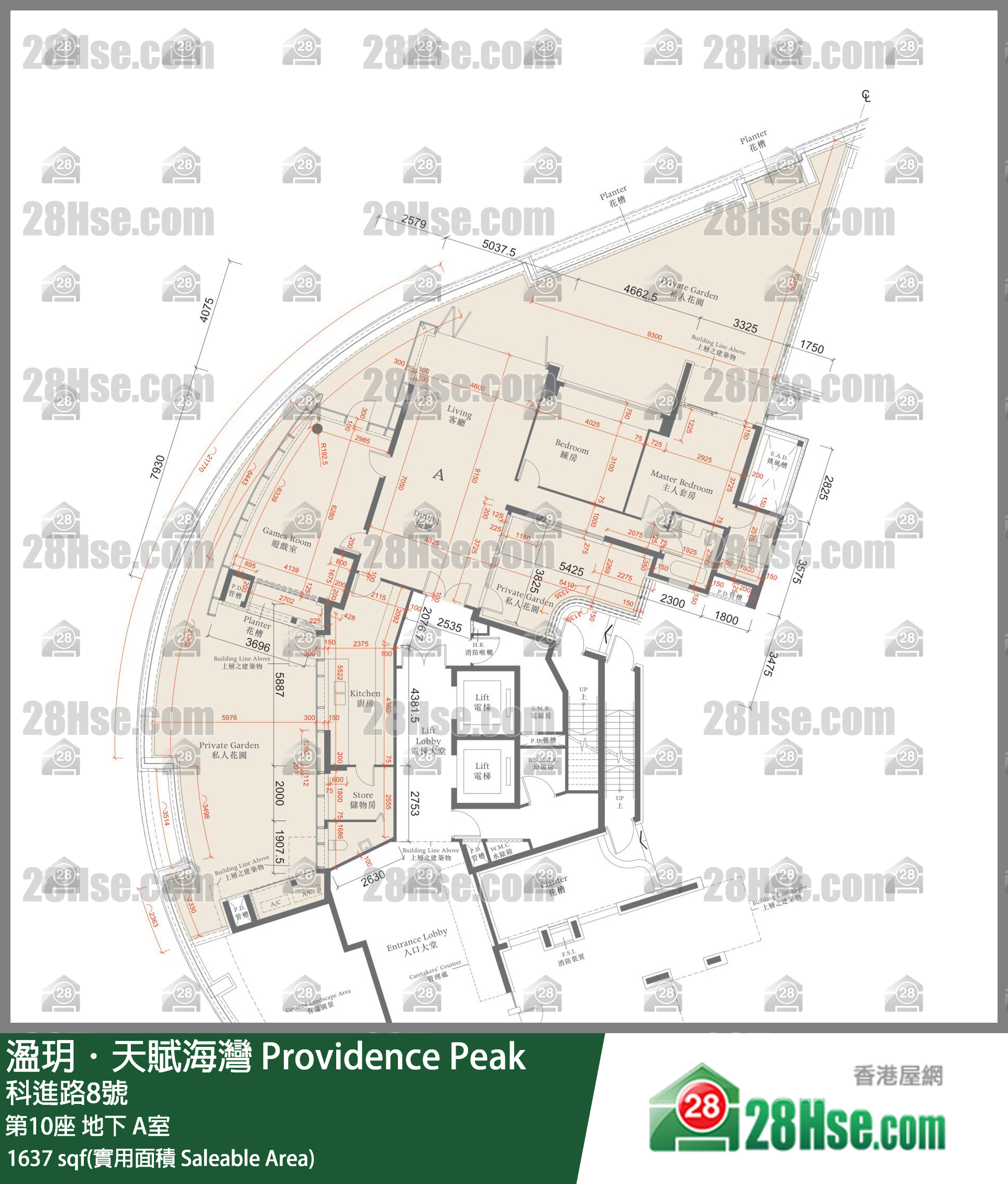 溋玥天賦海灣 屋苑第10座地下 A室 平面圖