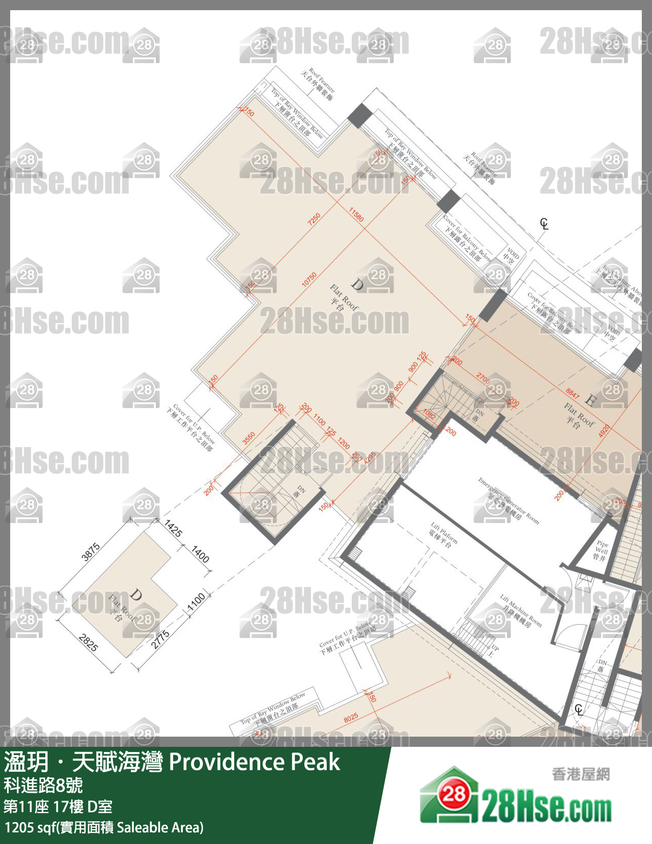溋玥天賦海灣 屋苑第11座17樓 D室 平面圖