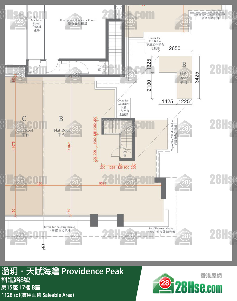 溋玥天賦海灣 屋苑第15座17樓 B室 平面圖