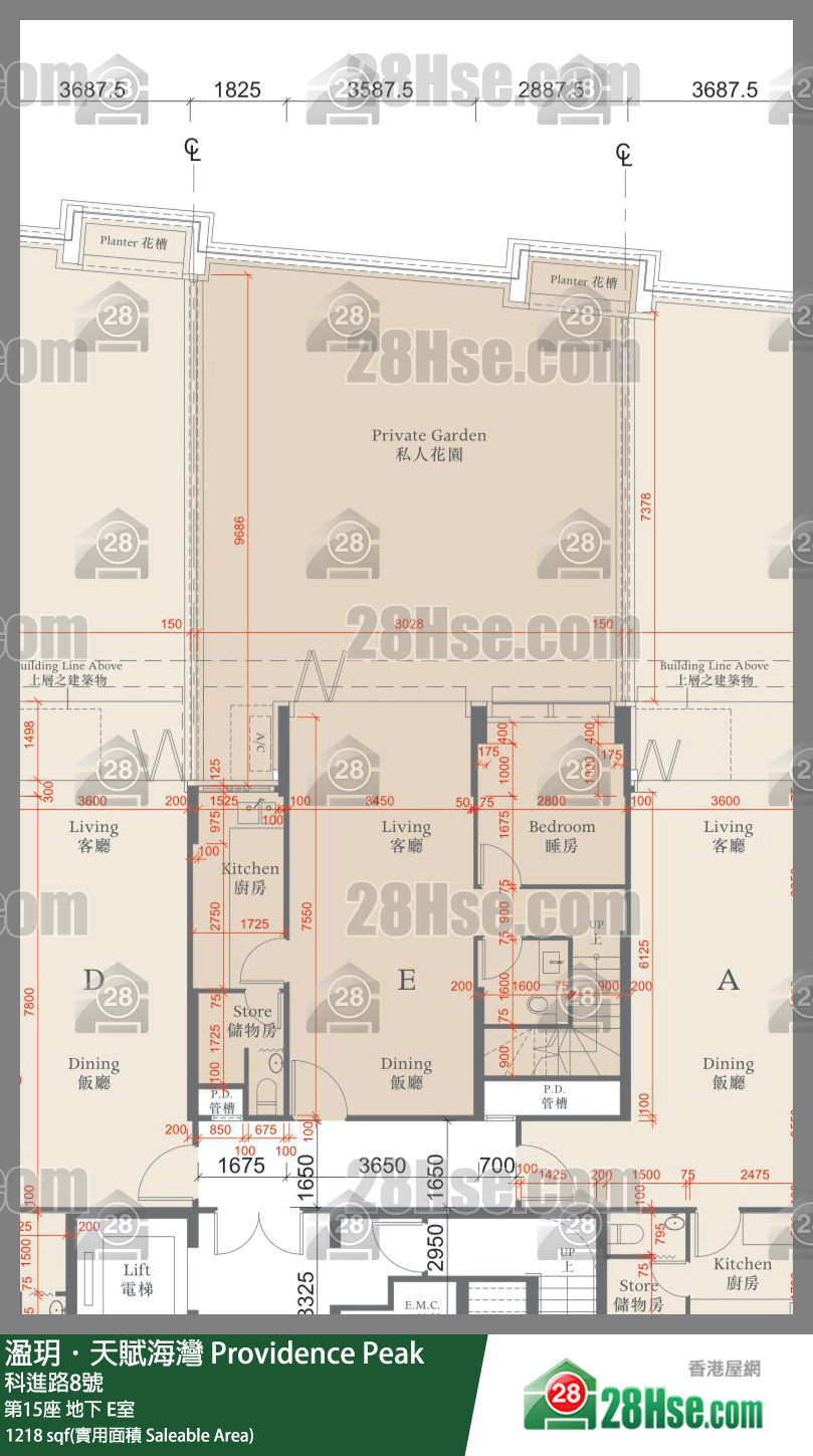 溋玥天賦海灣 屋苑第15座地下 E室 平面圖