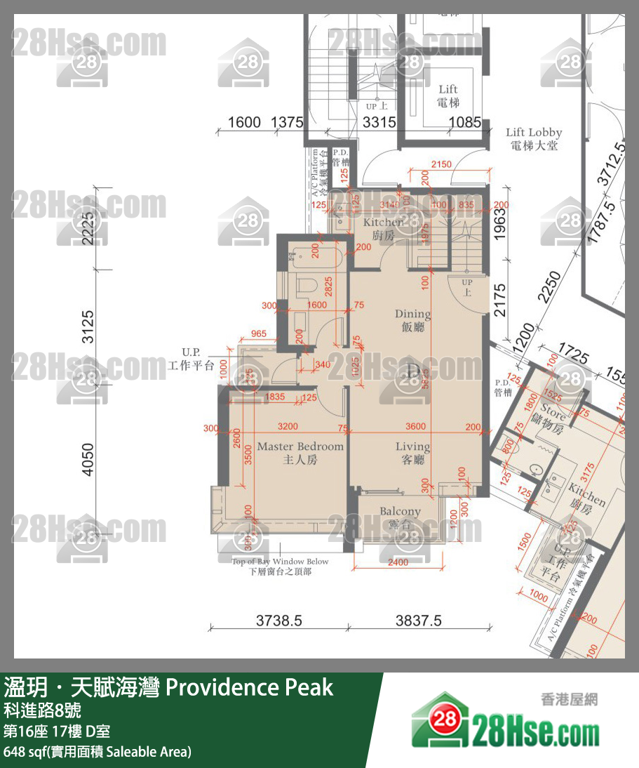 溋玥天賦海灣 屋苑第16座17樓 D室 平面圖