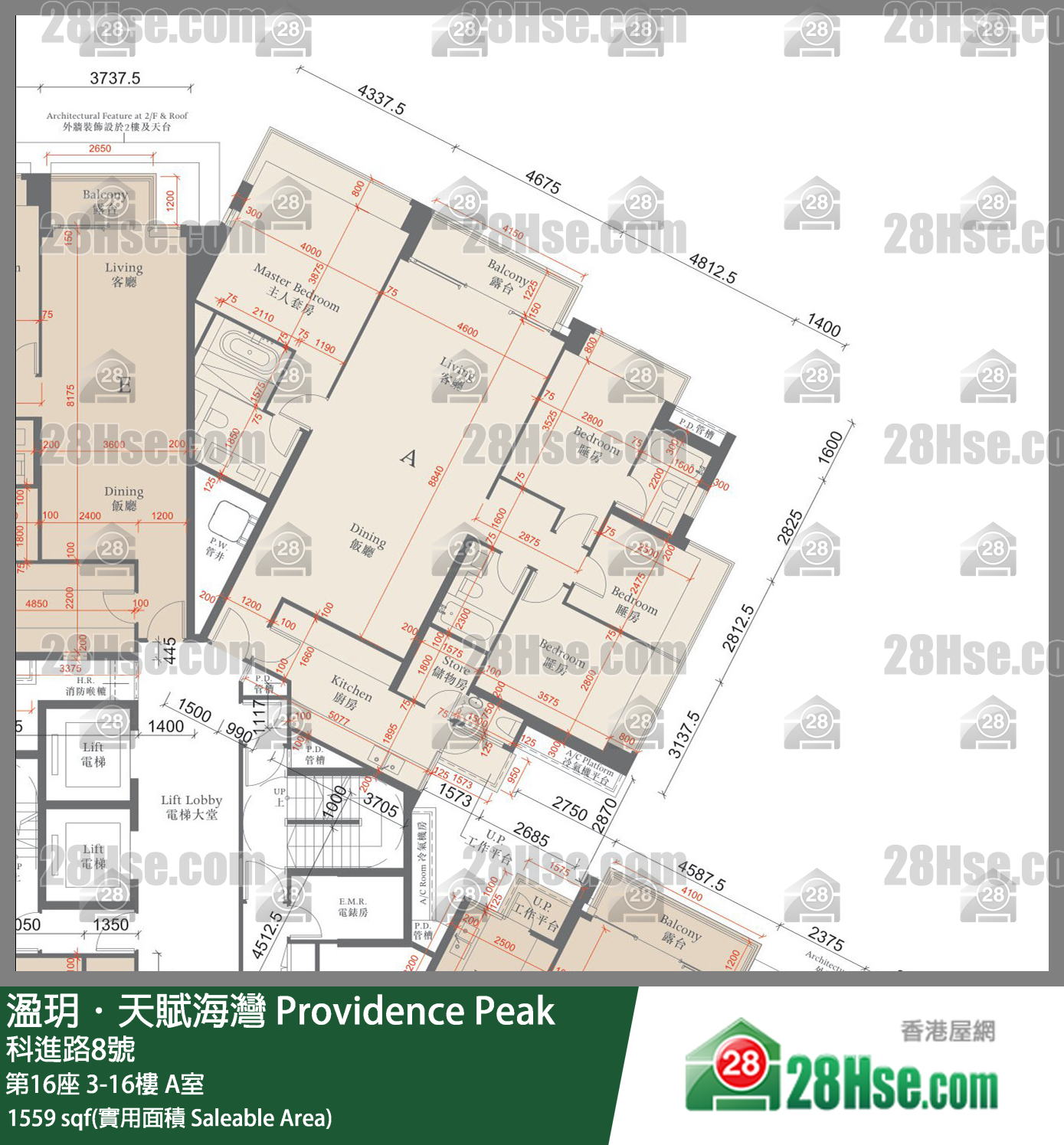溋玥天赋海湾 单位平面图(由 28Hse 提供)