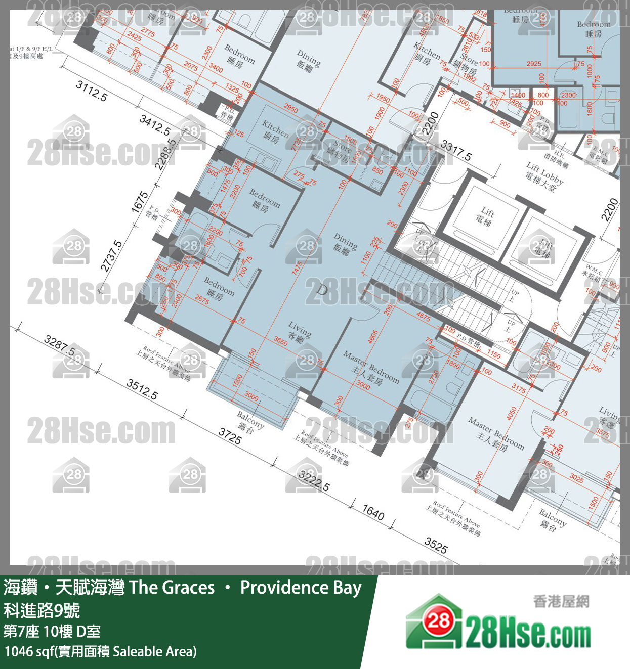 海鑽天賦海灣 大廈第7座10樓 D室 平面圖