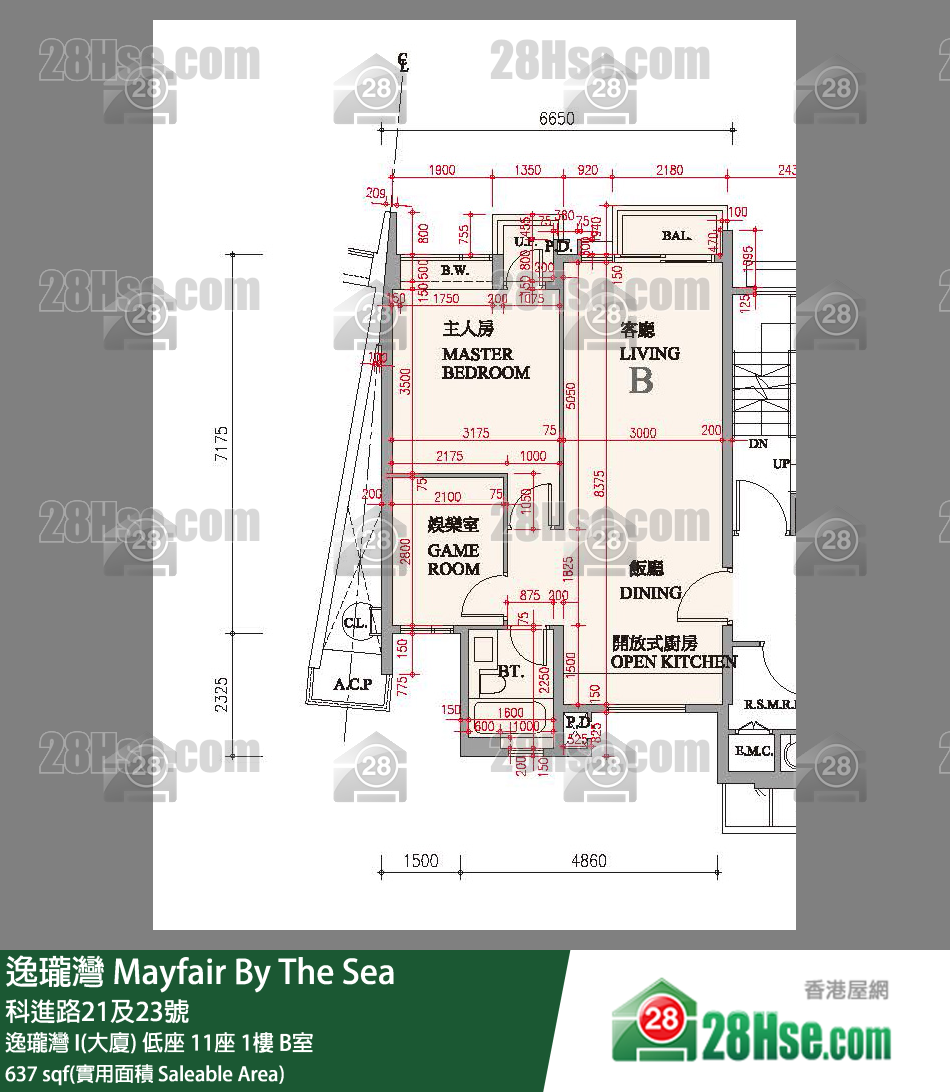 逸珑湾 I & II  逸珑湾 I(大厦) 低座 11座 1楼 B室 平面图