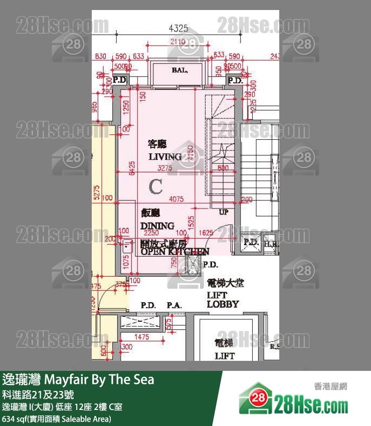 逸瓏灣 I & II  逸瓏灣 I(大廈) 低座 12座 2樓 C室 平面圖