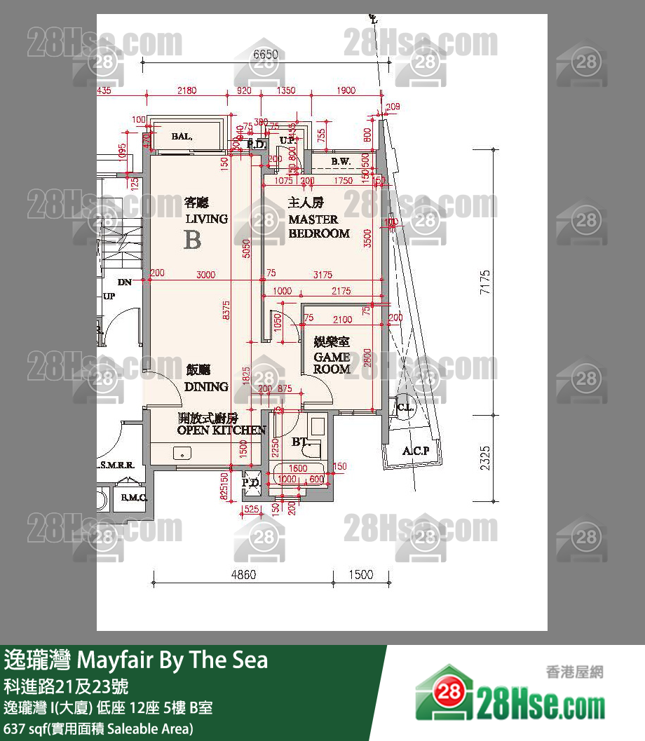 逸瓏灣 I & II  逸瓏灣 I(大廈)低座 12座5樓 B室 平面圖