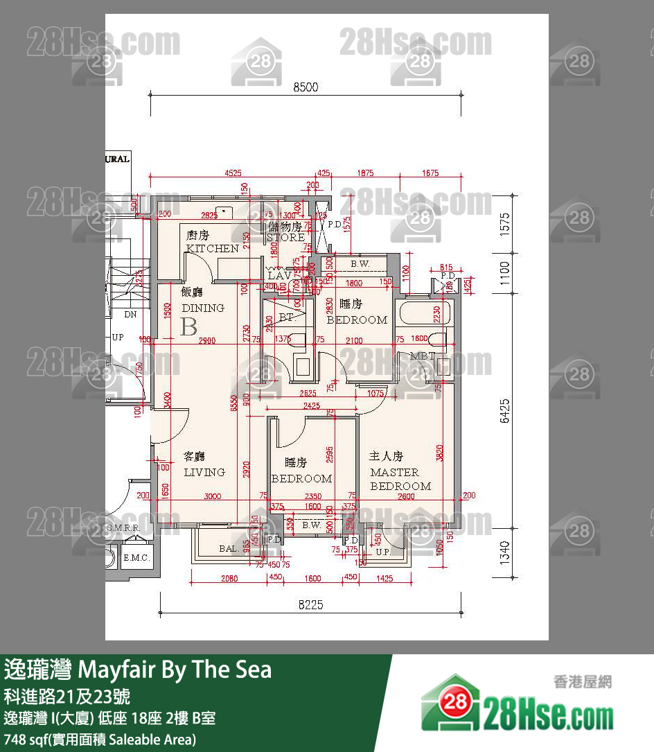 逸瓏灣 I & II  逸瓏灣 I(大廈)低座 18座2樓 B室 平面圖