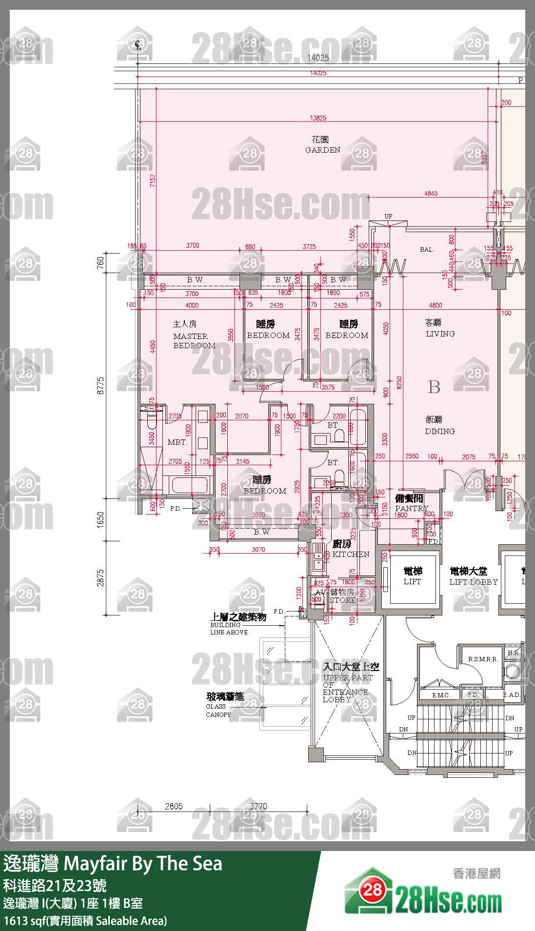 逸瓏灣 I & II  逸瓏灣 I(大廈)1座1樓 B室 平面圖
