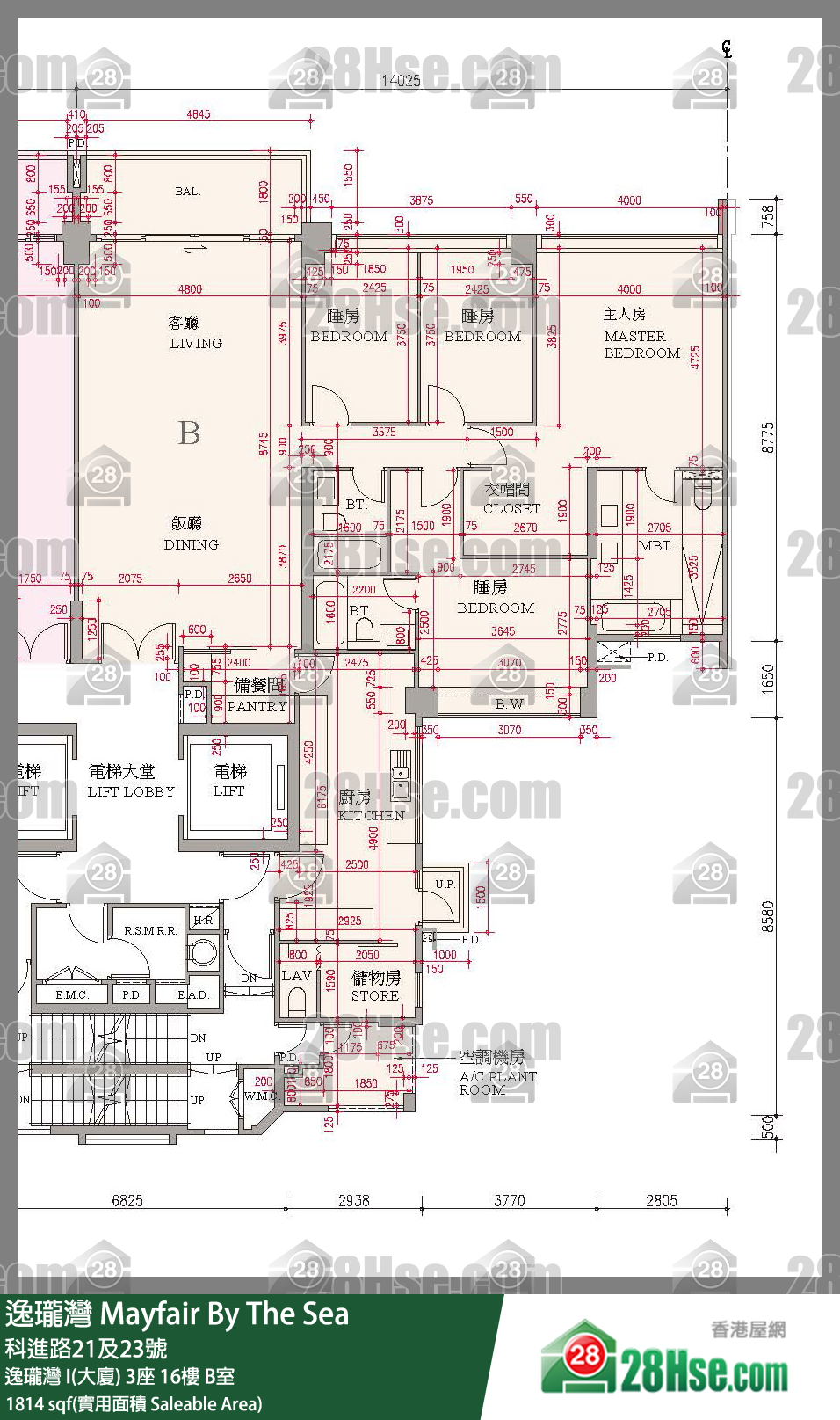 逸瓏灣 I & II  逸瓏灣 I(大廈)3座16樓 B室 平面圖