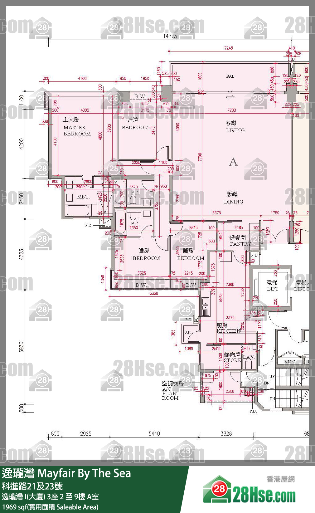 逸瓏灣 I & II  逸瓏灣 I(大廈) 3座 3樓 A室 平面圖