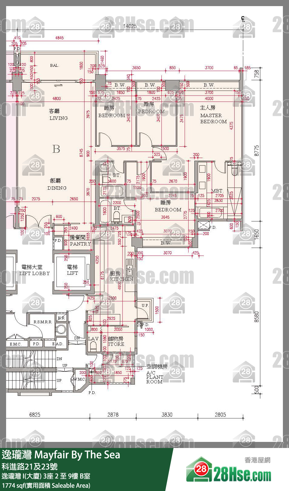 逸瓏灣 I & II  逸瓏灣 I(大廈)3座3樓 B室 平面圖
