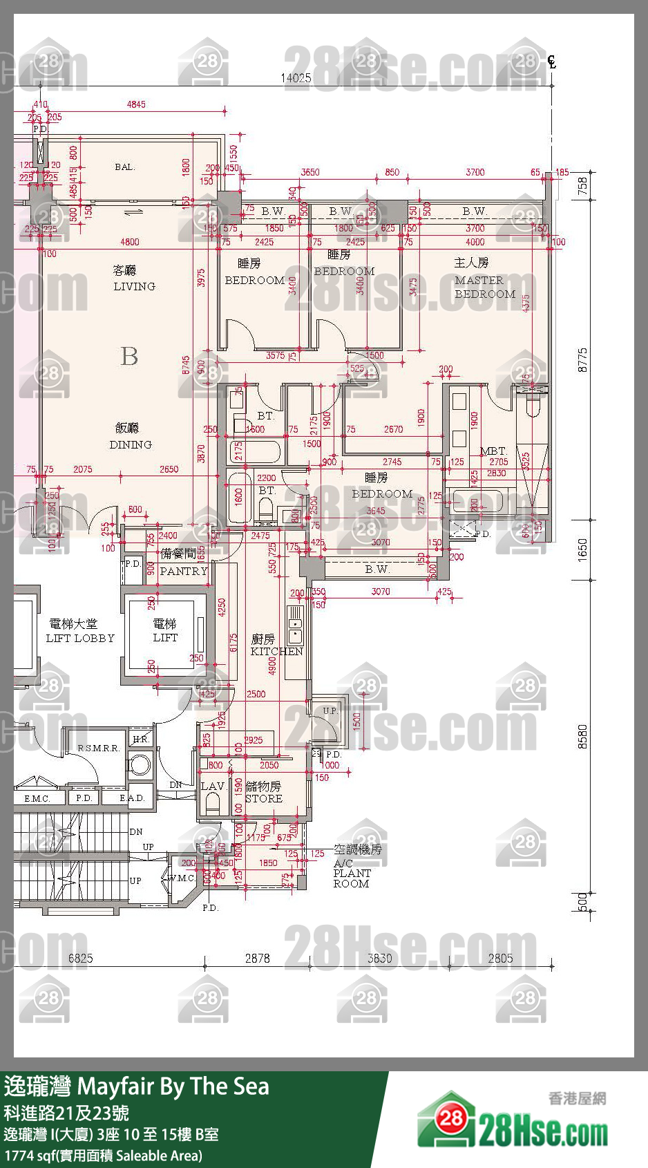 逸瓏灣 I & II  逸瓏灣 I(大廈)3座13樓 B室 平面圖