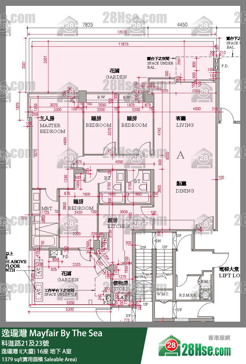 逸瓏灣 I & II  逸瓏灣 I(大廈)16座地下 A室 平面圖
