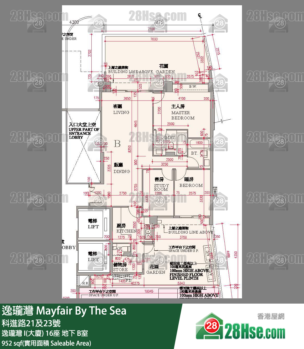 逸瓏灣 I & II  逸瓏灣 I(大廈)16座地下 B室 平面圖