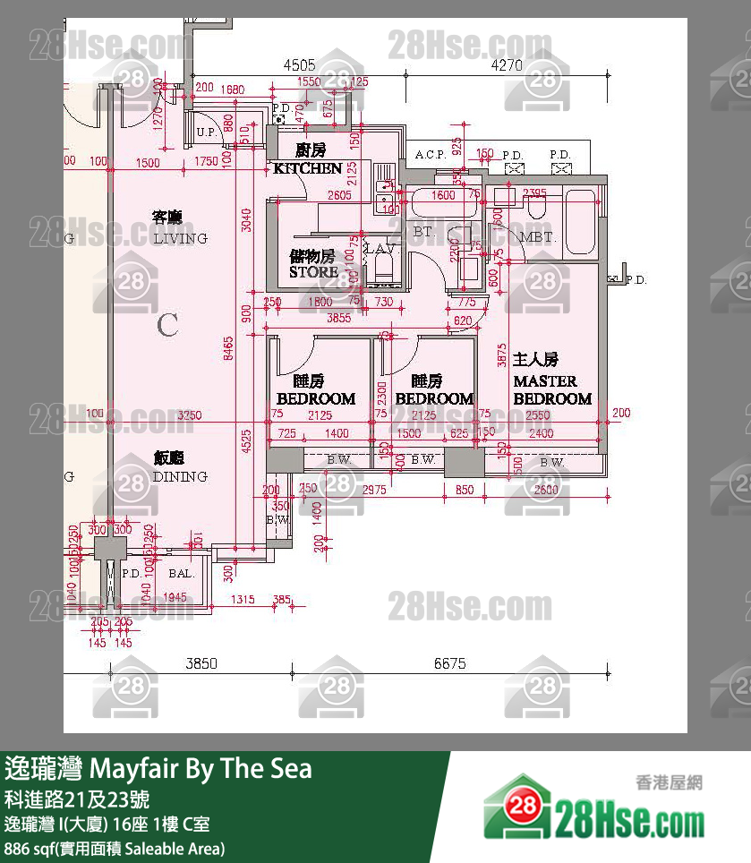 逸瓏灣 I & II  逸瓏灣 I(大廈)16座1樓 C室 平面圖