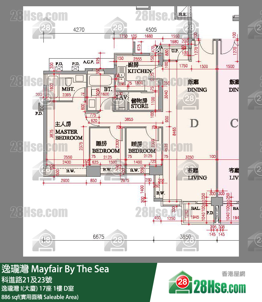 逸瓏灣 I & II  逸瓏灣 I(大廈)17座1樓 D室 平面圖
